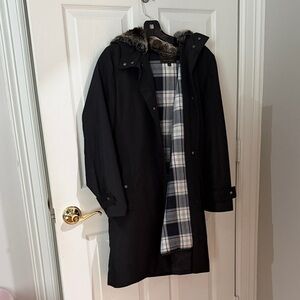 Black Hooded Coat with Fur Trim GILLI BICE KOREA size 55